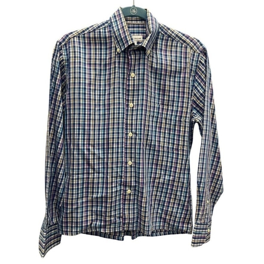 Peter Millar Mens Shirt  Button Down Long Sleeve Plaid Checkered Small